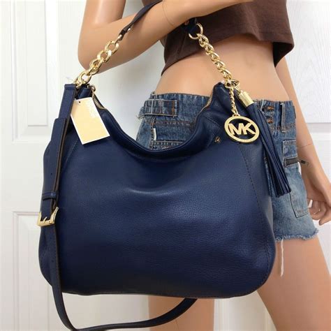 navy blue michael kors purse|michael kors navy shoulder purse.